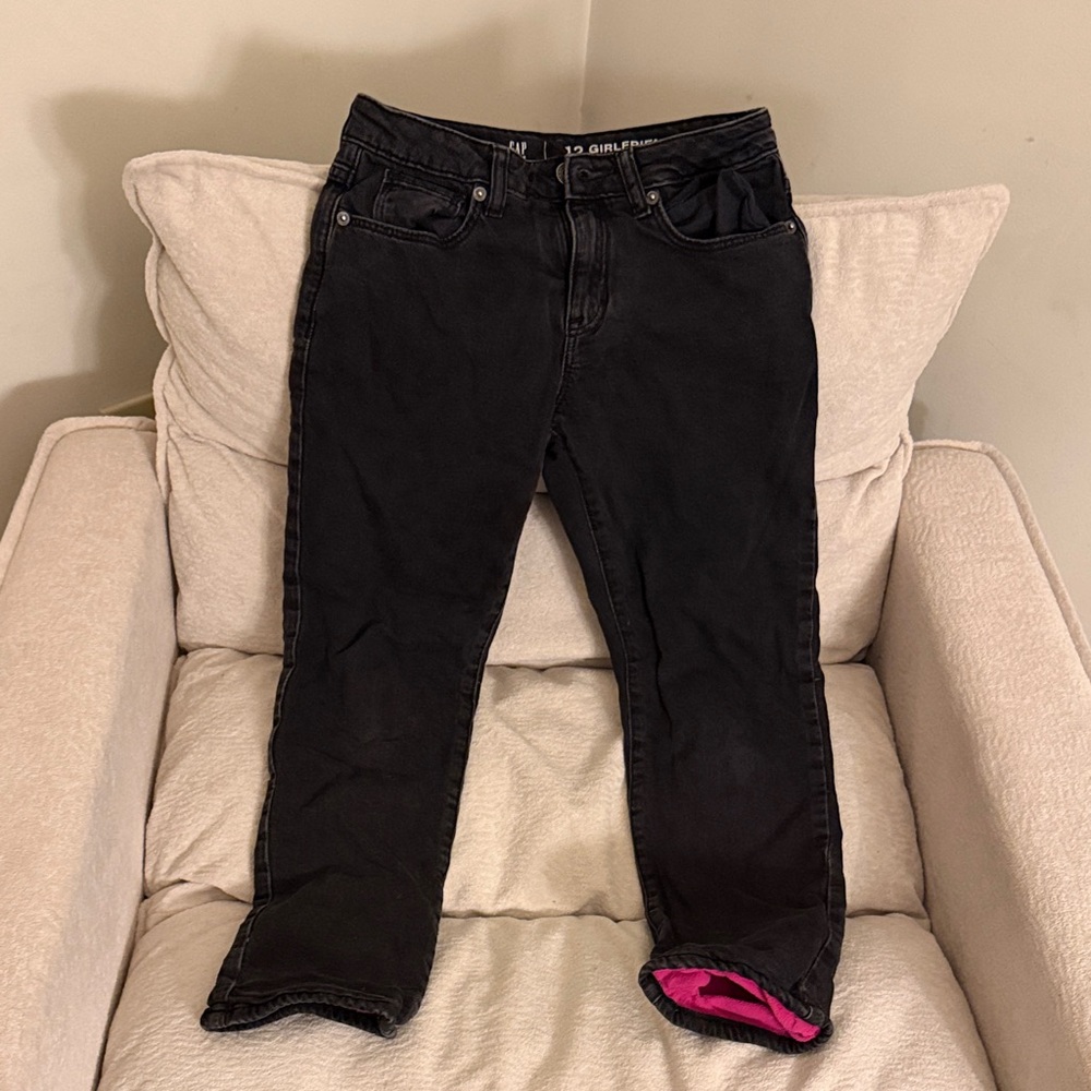 GAP kids Dark girlfriend Jeans with Pink fleece Lining